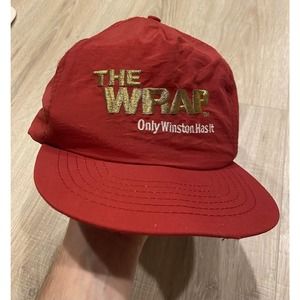 Vintage Winston The Wrap Hat Cigarettes Nascar Racing Red Snapback